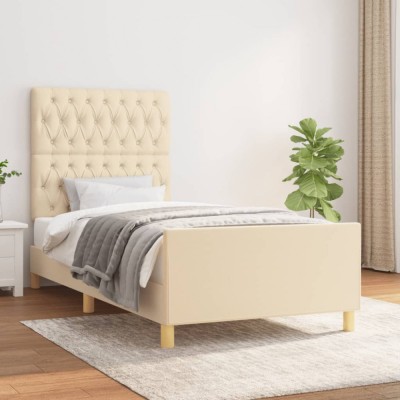 vidaXL Cadru de pat fără saltea cremă 90x190 cm țesătură 3125265 foto