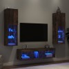 VidaXL Unități de perete TV cu LED-uri, 5 piese, stejar fumuriu, lemn 3216608