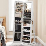 SONGMICS Oglinda de podea cu suport rotativ la 360&deg;, cu spatiu de depozitare, 55x55x162 cm, alb cenusiu Household NewTrend
