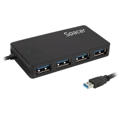 HUB extern Spacer USB 3.0 15cm negru foto
