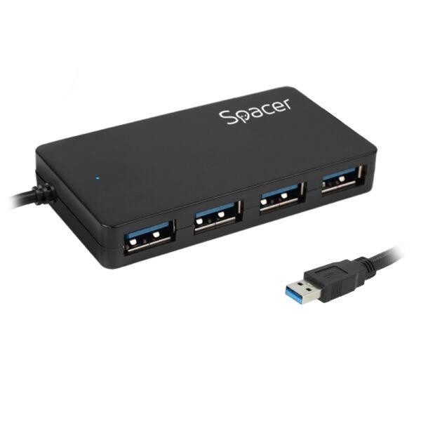 HUB extern Spacer USB 3.0 15cm negru