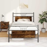 VidaXL Cadru de pat fără saltea Stejar afumat 107x203cm Lemn prelucrat