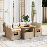 Gossi set canapele de gradina, 7 piese, cu perne, bej, poliratan
