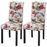 VidaXL Scaune de bucătărie, 2 buc., multicolor, material textil