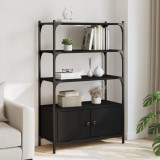 VidaXL Bibliotecă cu 3 niveluri, negru, 70x30x109,5 cm lemn prelucrat