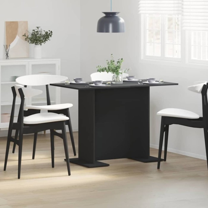 vidaXL Masă de dining Negru 110 x 60 x 75 cm Lemn compozit 863161