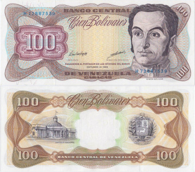 1998 (13 X), 100 Bol&amp;iacute;vares (P-66g) - Venezuela - stare UNC foto