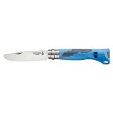 Cutit de buzunar cu fluier N&deg;07, inox, 8cm, &quot;Outdoor Junior&quot;, Blue - Opinel
