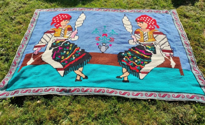 ** Peretar mare vechi cusatura pe etamina, sezatoare, anii 60-70, Romania