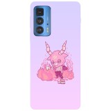Husa compatibila cu Motorola Moto G51 5G model Kawaii pink devil, Silicon, TPU, Viceversa, Transparent, Carcasa