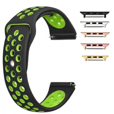 Curea silicon compatibila Apple Watch 9|8|7|6|5|4|3|2|1 Series, 49mm|45mm|44mm|42mm, Negru/Verde foto