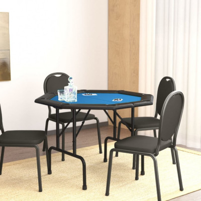 vidaXL Masă de poker pliabilă, 8 jucători, albastru, 108x108x75 cm foto