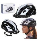 Casca Ciclism RALLEX M (54-58 cm) Negru-Alb Usoara Rezistenta Reglaj Viziera Ventilatie Protectie
