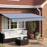 vidaXL Marchiza Electrica Retractabila Albastru Alb 2.5 x 2 m Protectie Soare