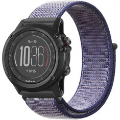 Curea ceas Smartwatch Garmin Fenix 5, 22 mm iUni Soft Nylon Sport, Midnight Blue foto