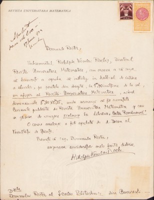 HST A2058 Semnătura olografă director Revista Universitară Matematică 1933 foto