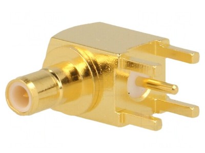 Soclu SMB 90&amp;deg; 50&amp;Omega; THT PTFE Aurit foto