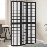 Paravan Camera vidaXL Negru, 3 Panouri Lemn Paulownia 180cm, Despartitor Interior Pliabil