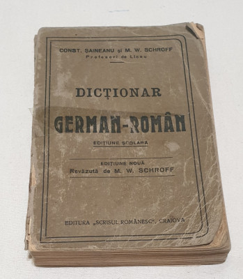 Carte veche de colectie anii 1910-1920 Dictionar German - Roman - M.W. Schroff foto