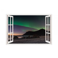 Sticker decorativ, Fereastra 3D, Aurora Borealis, 85 cm, 692STK