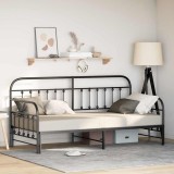 Cumpara ieftin Cadru de pat convertibil cu pat suplimentar Negru 100x200 cm Oțel