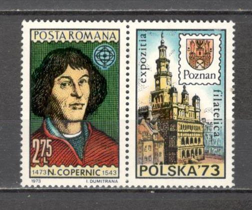 Romania.1973 500 ani nastere N.Copernic:astronom-cu vigneta TR.374