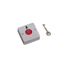 Buton de panica aplicabil din plastic cu cheie, dimensiuni: 54 x 54 x 32 mm foto