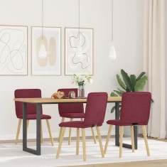 vidaXL Scaune de bucătărie, 4 buc., roșu vin, material textil
