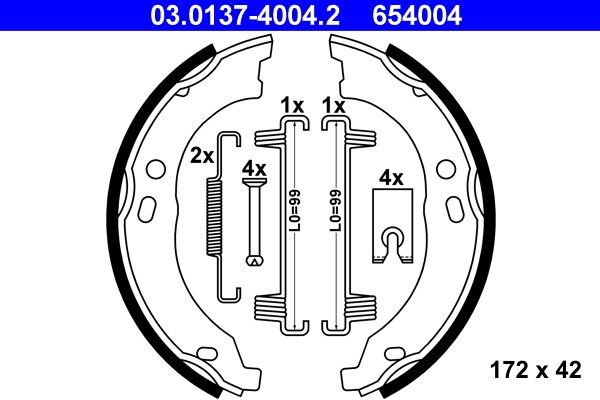 ATE 03.0137-4004.2 Set saboti frana, frana de mana