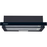 Hota telescopica incorporabila Candy CBT60RBG, Putere de absorbtie 402 mc/h, 2 Viteze, LED, 60 cm, Sticla neagra