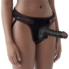 Easy Strapon Set 7.5&amp;quot; Black - 19cm - Strap-on cu ham si curea reglabile, prevazut cu dildo realist de 7 foto