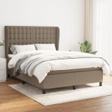 VidaXL Pat box spring cu saltea, gri taupe, 140x200 cm, textil
