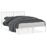 Cumpara ieftin Cadru de pat metalic cu tablie, alb, 140x200 cm