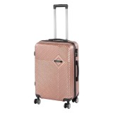 Valiza medie Leziter TraveLux Pro, 68x45x25 cm, rigida, roz-auriu, ABS, 4 roti 360&deg;, geanta de cala
