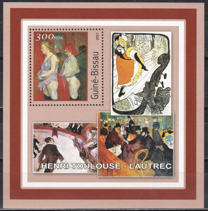 Guineea Bissau 2001 - Picturi de Lautrec, Colita. MNH