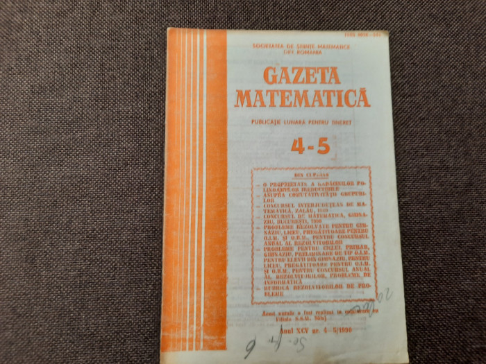 GAZETA MATEMATICA NR 4-5/1990 RF21/2