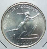 (A369) MONEDA ARGINT SAN MARINO - 1000 LIRE 1987, JOCURILE UNIVERSITATII ZAGREB, Europa