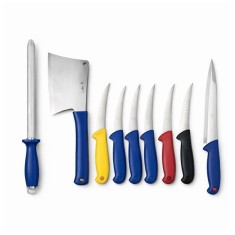 Set profesional măcelărie 8 piese, DEPOX&reg;, cutite din otel inoxidabil cu carbon, pentru dezosare și filetare, multicolor