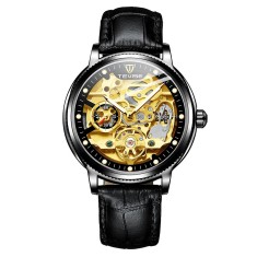 Ceas barbatesc Tevise Automatic Skeleton Curea piele foto