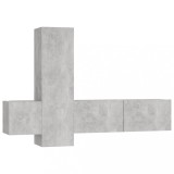 Cumpara ieftin Set de dulapuri TV, 3 piese, gri beton, lemn prelucrat