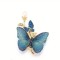 Brosa eleganta vintage fluture cu pietricele si perla, albastru, 6,5*4,5 cm