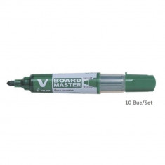 Set 10 Markere PILOT Vboard Verzi pentru Tabla Magnetica, Marker, Marker Verde, Markere Verzi, Marker cu Cerneala Verde, Marker Nepermanent Tabla, Mar