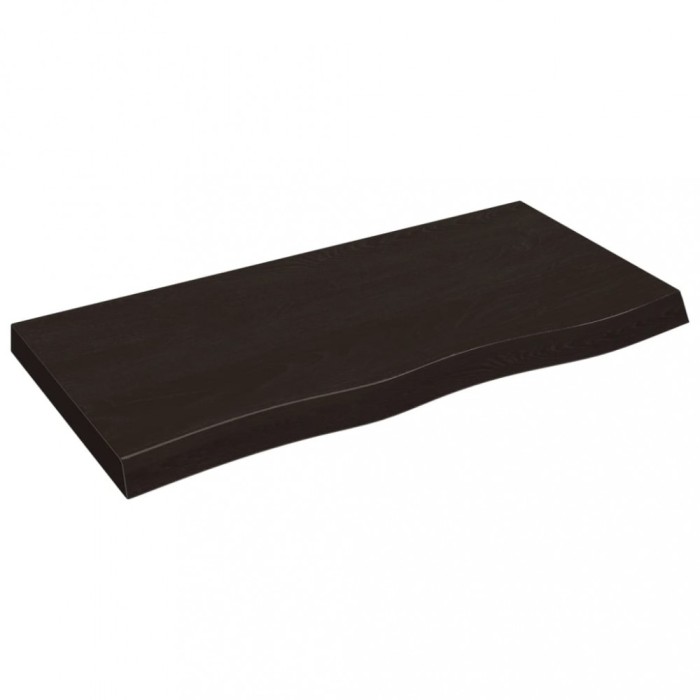 Blat de baie, maro inchis, 100x50x(2-6) cm, lemn masiv tratat