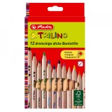 Cumpara ieftin Set de creioane color Trilino Herlitz, 12 culori stralucitoare, din lemn de