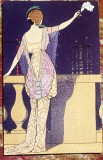 ART DECO FELICITARE ,,FAREWELL AT NIGHT&quot;/NOUA ,NECIRCULATA/dupa Georges BARBIER