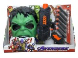 Set Super Erou Avengers cu Masca Hulk si Pistol cu Ventuze