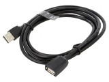 Cablu USB 2.0 A Mufă-Nicelată 1,5m Negru, Vention