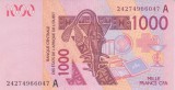 Bancnota Statele Africii de Vest 1.000 Franci 2024 - P115A UNC Coasta de Fildes ( vezi descriere )