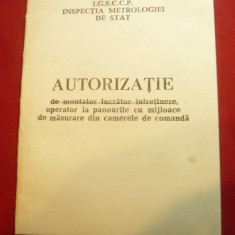 Autorizatie Operator Panouri Comanda-Inspectia Metrologiei Stat 1989