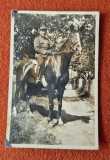 fotografie veche perioada interbelica - Cavalerie, ofiter calare, uniforma romaneasca, anii 1930